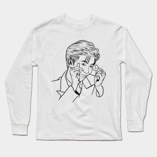 Bts RM line art drawing style Long Sleeve T-Shirt